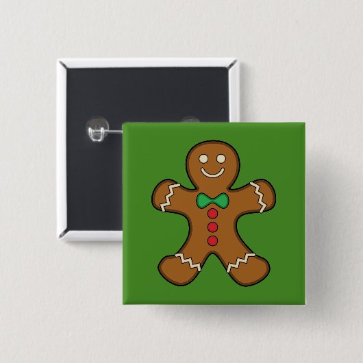 Happy Gingerbrood Man Vierkante Button 5,1 Cm (Voorkant /achterkant)