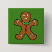 Happy Gingerbrood Man Vierkante Button 5,1 Cm (Voorkant)