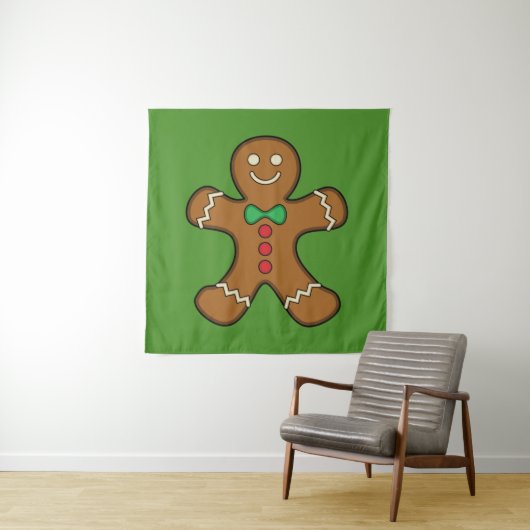 Happy Gingerbrood Man Wandkleed (In situ)