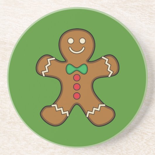 Happy Gingerbrood Man Zandsteen Onderzetter (Voorkant)