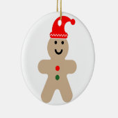 Happy Gingerbrood met een kersthoed Keramisch Ornament (Rechts)