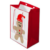 Happy Gingerbrood met een kersthoed Medium Cadeauzakje (Voorkant Gekanteld)