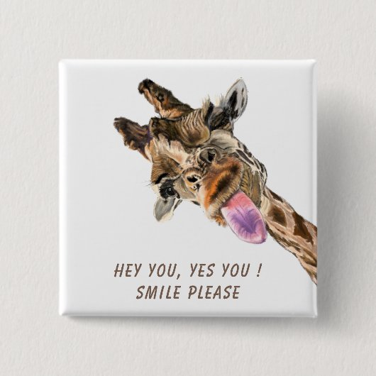 Happy Giraffe Button - aangepaste tekst (Voorkant)