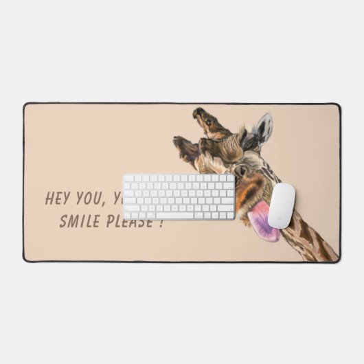 Happy Giraffe Custom Kleur en Tekst Funny Desk Mat (Keyboard & Muis)