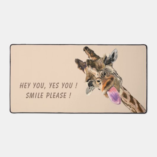 Happy Giraffe Custom Kleur en Tekst Funny Desk Mat (Voorkant)