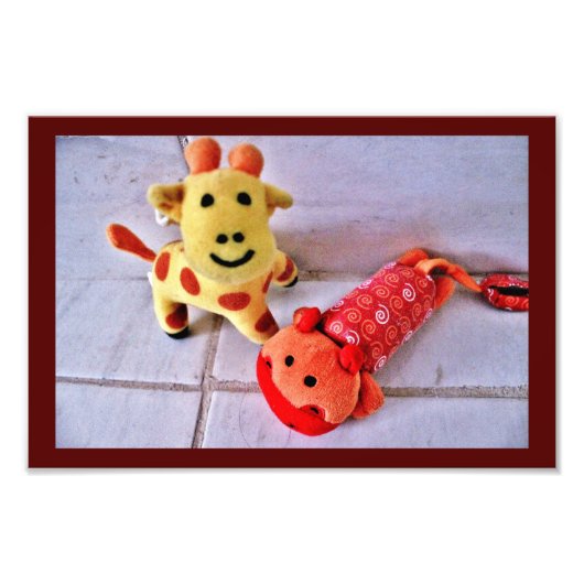 Happy Giraffe en Hippo Foto Afdruk (Voorkant)