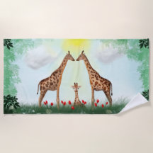 Happy giraffe familie in natuur - Fijne familiedag