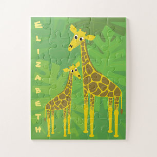 Happy Giraffe Familie Kinder Gepersonaliseerd Legpuzzel