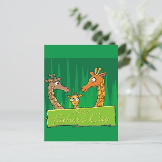 Happy Giraffe Familie Vaderdag Briefkaart (Staand voorkant)