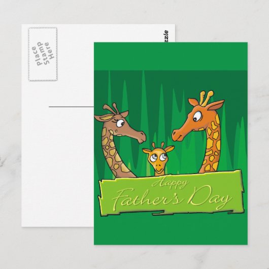 Happy Giraffe Familie Vaderdag Briefkaart (Voorkant / Achterkant)