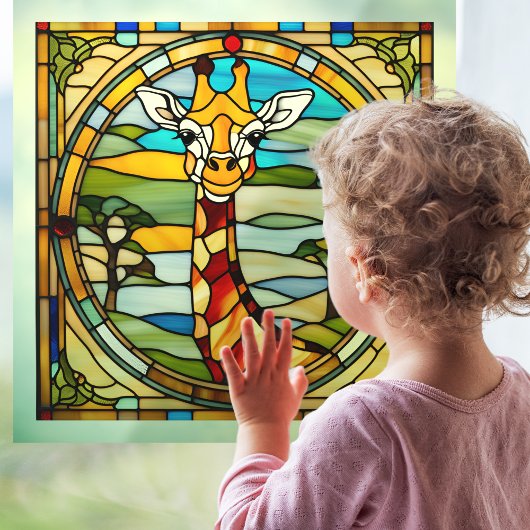 Happy Giraffe Faux Glas in lood Raamsticker
