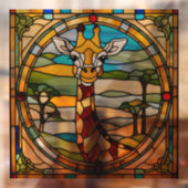 Happy Giraffe Faux Glas in lood Raamsticker (Vel 2)