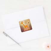 Happy Giraffe met hart Vierkante Sticker (Envelop)