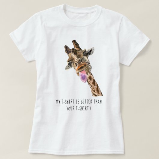Happy Giraffe Tongue Out Grappig T-shirt - Jouw te (Design voorkant)
