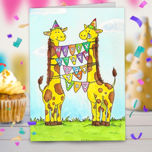 Happy Giraffes Birthday-groet Kaart