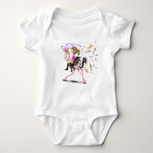 Happy Girl and Ostrich - Racing Team - Leuke teken Romper (Voorkant)