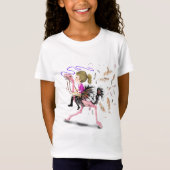 Happy Girl and Ostrich - Racing Team - Leuke teken T-shirt (Voorkant)