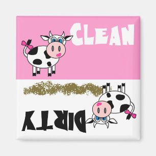 Happy Girl Cow Clean/Dirty Dishwasher Magnet