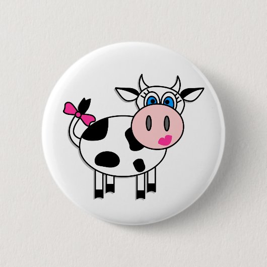 Happy Girl Cow Ronde Button 5,7 Cm (Voorkant)