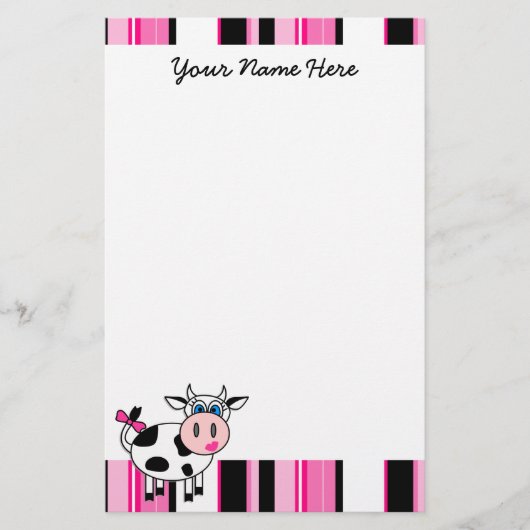 Happy Girl Cow Stationery Briefpapier (Voorkant)
