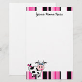 Happy Girl Cow Stationery Briefpapier (Voorkant / Achterkant)