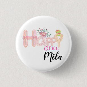 happy girl cream cake ronde button 3,2 cm