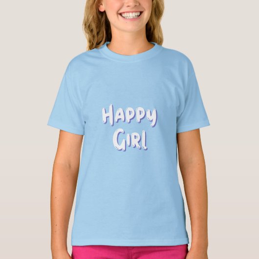 Happy Girl Cute Pastel Kids T-Shirt (Voorkant)