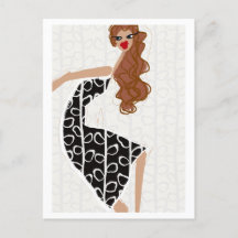 Happy Girl Dancing Zwart Wit Mode Briefkaart