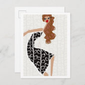 Happy Girl Dancing Zwart Wit Mode Briefkaart (Voorkant / Achterkant)