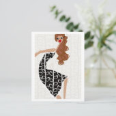 Happy Girl Dancing Zwart Wit Mode Briefkaart (Staand voorkant)