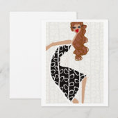 Happy Girl Dancing Zwart Wit Mode Flat Kaart (Voorkant / Achterkant)