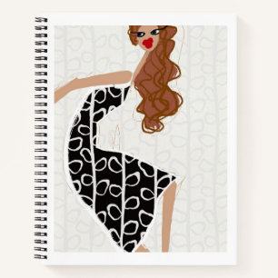 Happy Girl Dancing Zwart Wit Mode Notitieboek