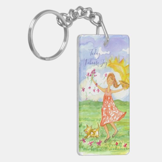 Happy Girl Dog Vandaag kies ik voor Joy Inspireren Sleutelhanger (Voorkant Links)