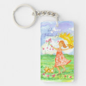 Happy Girl Dog Vandaag kies ik voor Joy Inspireren Sleutelhanger (Voorkant)