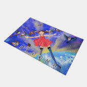 Happy Girl en Vogels Doormat Deurmat (Schuin)