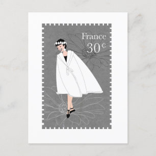 Happy Girl Frankrijk Stamp Art Briefkaart