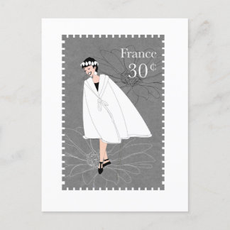 Happy Girl Frankrijk Stamp Art Briefkaart