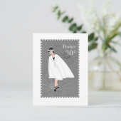Happy Girl Frankrijk Stamp Art Briefkaart (Staand voorkant)