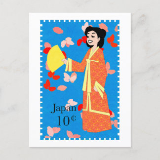 Happy Girl Japan Stamp Art Briefkaart