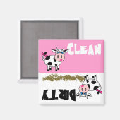 Happy Girl Koe Clean / Vuile Vaatwasser Magnet (Voorkant / Achterkant)