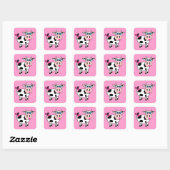Happy Girl Koe Square Vierkante Sticker (Vel)