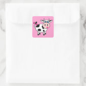 Happy Girl Koe Square Vierkante Sticker (Tas)