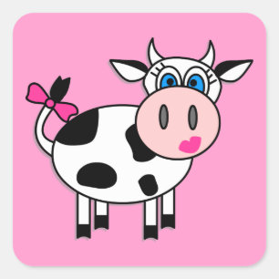 Happy Girl Koe Square Vierkante Sticker