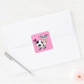 Happy Girl Koe Square Vierkante Sticker (Envelop)