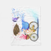 Happy Girl met Bike Baby Fleece Deken (Voorkant)