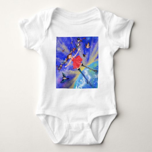 Happy Girl met Birds Baby Bodysuit (Voorkant)
