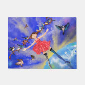 Happy Girl met Birds Doormat Deurmat (Voorkant)