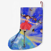 Happy Girl met Birds-kerststop Kleine Kerstsok (Achterkant)