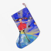 Happy Girl met Birds-kerststop Kleine Kerstsok (Achterkant (Hangend))