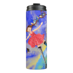 Happy Girl met Birds Thermal Tumbler Thermosbeker